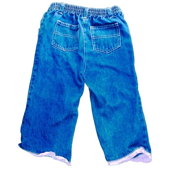 Young Hearts Girl’s Jeans Blue with Decorative Pink Patches Embroidery Size 6 - Picture 2 of 2